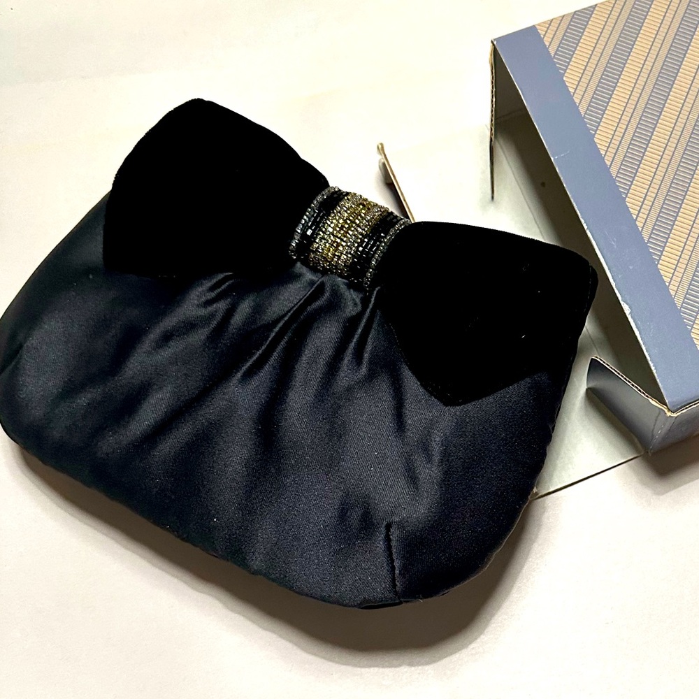 VTG AVON GIFT COLLECTION BEADED FANTASY EVENING BAG BLACK CLUTCH SHOULDER PURSE